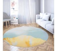 Tappeto rotondo in marmo Ombre Giallo Blu Texture Astratto Chic Cerchio Tappeti Antiscivolo Tappeto lavabile per balcone lavanderia camera degli ospiti 80cm