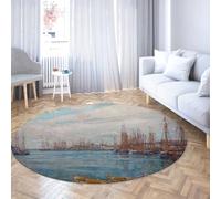 Tappeto rotondo in stile vintage 120cm porto di mille alberi stampa lavabile morbido pelo basso antiscivolo cerchio interno tappeto per sala giochi