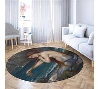 Tappeto rotondo in stile vintage 60 cm sirena in riva al mare tappeto antiscivolo per vivaio lavabile per interni zerbino lavabile per appartamento di fango