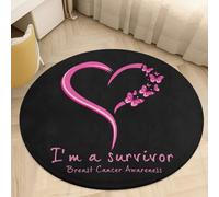 Tappeto rotondo in velluto corallo con scritta "I'm A Survivor" e scritta "Cuore rosa farfalla, sono una sopravvissuta alla sensibilizzazione sul cancro al seno", tappetino antiscivolo per il bagno, z