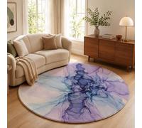Tappeto Rotondo Inchiostro Viola Fluido E Diffuso 160cm Antiscivolo Lavabile | Tappeto Rotondo a Pelo Corto Morbido, Arte Astratta A Inchiostro, Per Soggiorno, Camera Da Letto, Corridoio, Balcone