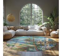 Tappeto Rotondo Lavabile 120 cm Monet Style Villas Artwork Print Soft Antiscivol Low Pile Circular Carpet Sotto Il Tavolino