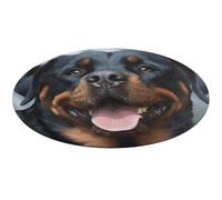 Tappeto rotondo lavabile con cani Rottweiler, con testa di lingua, antiscivolo, morbido, lavabile, per camera da letto, camera da letto, moderno, per yoga, ufficio, casa, regalo, 60 x 60 cm