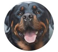 Tappeto rotondo lavabile con cani Rottweiler, con testa di lingua, antiscivolo, morbido, lavabile, per camera da letto, camera da letto, moderno, per yoga, ufficio, casa, regalo, 80 x 80 cm