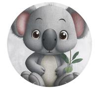 Tappeto rotondo lavabile con koala in stile cartone animato, antiscivolo, morbido, lavabile, per camera da letto, moderno, per yoga, ufficio, casa, regalo, 80 x 80 cm