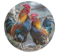 Tappeto rotondo lavabile con pollo sotto l'albero, tappeto rotondo antiscivolo, tappeto morbido lavabile, tappeto da camera da letto, moderno, tappetino da yoga per stanza, ufficio, casa, regalo, 80 x