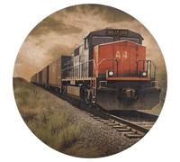 Tappeto rotondo lavabile con treno merci, antiscivolo, per soggiorno, morbido, lavabile, per camera da letto, moderno, per yoga, ufficio, casa, regalo, 80 x 80 cm
