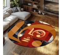 Tappeto rotondo lavabile grande in stile cubista 100cm Ho visto la figura 5 in un tappeto circolare antiscivolo con stampa in oro per sala studio sala da pranzo balcone