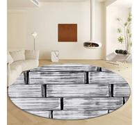 Tappeto Rotondo lavabile in lavatrice Muro Di Mattoni Astratto Semplice 150 cm Antiscivolo Non perde pelucchi Rotondo Tappeto, Moquette soggiorno Grigio, per interni per soggiorno, camera da letto