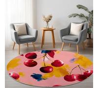 Tappeto Rotondo lavabile in lavatrice Semplicità Realistica Della Ciliegia 180 cm Antiscivolo Non perde pelucchi Rotondo Tappeto, Moquette soggiorno Rosa, per interni per soggiorno, camera da letto
