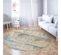 Tappeto rotondo lavabile - Rouen Architettura Facciata ovest Luce del sole (1894) Tappeto circolare colorato morbido per lo studio domestico Pranzo Cafe Arredamento per ufficio 210cm（Rotondo）