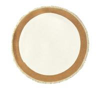 Tappeto rotondo, lavabile, vintage, con nappe intrecciate, per animali domestici di sedano, in corda di cotone di alta qualità, per camera da letto (bianco e marrone, 80 cm)