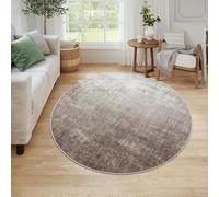 Tappeto rotondo moderno con design astratto, diametro 150 cm, morbido tappeto a pelo corto, marrone, decorazione per la casa per soggiorno, camera da letto, sala da pranzo, cucina, corridoio