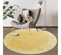 Tappeto rotondo moderno giallo a pelo corto per soggiorno, camera da letto, sala da pranzo, camera dei bambini, studio, diametro 190 cm, elegante decorazione per la casa