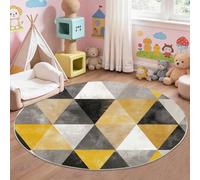 Tappeto rotondo morbido moderno con triangoli geometrici, multicolore, lavabile, non perde pelo, alla moda, 180 cm, per cucina, comodino, tappetino antiscivolo per camera da letto