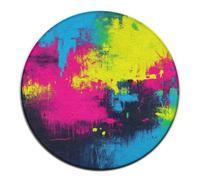 Tappeto rotondo morbido per yoga, tappeto decorativo per la casa, tappeto per divano alla moda, tappeto per interni ed esterni colorato scuro con schizzi di vernice.