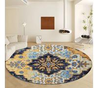 Tappeto Rotondo Motivo Geometrico Astratto Classico Morbido e Antiscivolo, Lavabile - Tappeto Crema per Soggiorno Sala da Pranzo Camera da Letto Home Decor, 210 cm