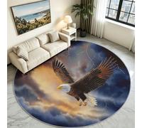 Tappeto rotondo multicolore Ø 80 cm lavabile in lavatrice antiscivolo fauna selvatica tappeto camera da letto adulto - Cielo Aquila Volante Carpet Sala da pranzo ufficio discesa del letto interno