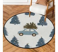 Tappeto rotondo natalizio da 0,9 m, lavabile, antiscivolo, per soggiorno, camera da letto, cameretta dei bambini, decorazione per la casa, Natale, campeggio, auto