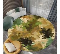 Tappeto Rotondo Natura Esercito Mimetico per Soggiorno con Fondo Antiscivolo, Beige Tappeti Morbidi a Pelo Corto con Motivo Stampato per la Camera - 60 cm