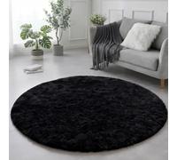 Tappeto rotondo nero per camera da letto, soffice, 1,2 x 10,2 m per la camera dei bambini, tappeto peloso, shaggy per dormitorio, tappeto nero, carino decorazione per la stanza del bambino