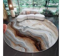 Tappeto Rotondo Onde di lusso sobrio e moderno Tappeto per Soggiorno Tappeto a Pelo Corto Lavabile 150 cm (Round) per Camera da Letto Morbido Tappeto Stampato Camera dei Marrone