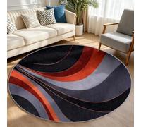 Tappeto rotondo per camera da letto, 150 cm, moderno, multicolore, morbido, non lascia pelucchi, per la cameretta dei bambini, la camera dei giochi, antiscivolo e lavabile, pratico tappeto, onde