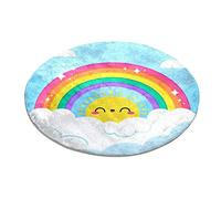 Tappeto rotondo per camera da letto, tappeto Shaggy morbido e lavabile, arcobaleno carino