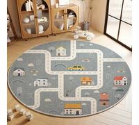 Tappeto rotondo per cameretta bambini, rivestimento per pavimenti, tessuto in velluto di cristallo, tappeto per gattonare per neonati e bambini piccoli F 100cm