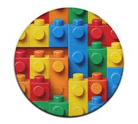 Tappeto rotondo per interni ed esterni alla moda, tappeto decorativo con mattoni colorati e grandi divani, tappetino da yoga lavabile.