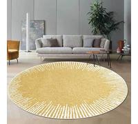 Tappeto rotondo per soggiorno, 1,8 x 1,8 m, lavabile, design moderno e minimalista, motivo astratto giallo, decorazione per la casa, diametro 180 cm