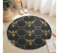 Tappeto rotondo per soggiorno, morbido e moderno, di lusso, a nido d'ape, per camera da letto, antiscivolo, lavabile, per cucina, decorazione per la casa, 180 cm, grigio scuro