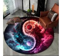 Tappeto Rotondo Per Zona, Tai Chi Yin-Yang Acqua-fuoco Con Effetto 3D, Pavimento Di Cielo Stellato Trendy Adolescenti E Bambini, Tappeti Decorativi Soggiorno Ragazzo (Colour 5,140 cm)