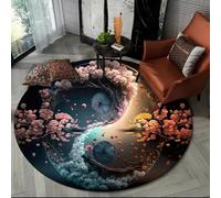 Tappeto Rotondo Per Zona, Tai Chi Yin-Yang Acqua-fuoco Con Effetto 3D, Pavimento Di Cielo Stellato Trendy Adolescenti E Bambini, Tappeti Decorativi Soggiorno Ragazzo (Colour 1,140 cm)