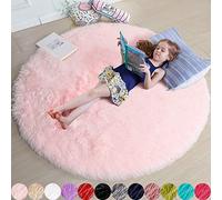Tappeto rotondo rosa per camera da letto delle ragazze, soffice tappeto circolare 15,2 x 15,2 cm, per camera dei bambini, tappeto peloso circolare a pelo lungo morbido per dormitorio