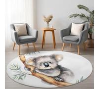 Tappeto Rotondo Salotto Colorato, Acquerello Koala Animale Ramo Morbido Moderno Tappetini Antiscivolo Tappeto per Bambini Cameretta Cucina Casa Zona Balcone Tappet Tavolino 100 cm