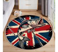 Tappeto Rotondo Salotto, Morbido Animali Da Strada Tappetini Antiscivolo Union Jack Tappeto Per Bambini Cameretta Cucina Casa Zona Balcone Tappet Tavolino, Blu Marino, 200 Cm