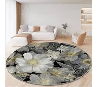 Tappeto rotondo semplice con scena notturna della città, 150 cm, nero, lavabile, antiscivolo, morbido, circolare per sala da pranzo, stampa sottile, in flanella, per camera da letto, soggiorno