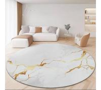 Tappeto Rotondo Semplicità Stile 90cm, Colore Antiscivolo Lavabile in Lavatrice Tappeto Soggiorno - Morbido Astratto Elegante Texture Marmo Tappeti Stampato per Camera da Letto il Bagno la Cucina