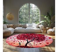 Tappeto rotondo soggiorno lavabile 180cm（Rotondo） Romance Rose Red Shaped Heart Carpet per la sala da pranzo San Valentino