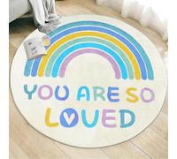 Tappeto Rotondo,Strisce arcobaleno geometriche moderne, blu verde acqua, ø 100 cm, Small Area carpet Room Decor Floor Rug Decorative Home Accessories under Table Chair,