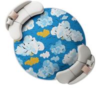 Tappeto Rotondo Texture Nuvole Cartone Animato Tappeto Macchina Accento Cucina Lavabile Carpet, Indoor Blu Bianco Low Pile Lancio Tappeti Per Camera Da Letto Ingresso Interno Soggiorno, 90 cm