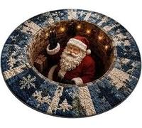 Tappeto rotondo trapuntato natalizio con Babbo Natale illusione | Design dal motivo profondo, molteplici opzioni di colore, tappeto decorativo for le vacanze, tessuto(C)