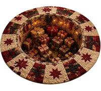 Tappeto rotondo trapuntato natalizio con Babbo Natale illusione | Design dal motivo profondo, molteplici opzioni di colore, tappeto decorativo for le vacanze, tessuto(A)