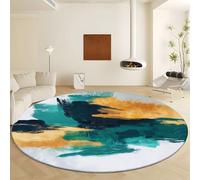 Tappeto Rotondo Turchese, Tappeti Antiscivolo Pelo Corto Morbido - Lavabile in Lavatrice Grande Moquette Stile Astratto Arte Graffiti per Camera da Letto Soggiorno Scendiletto Ø 180 cm