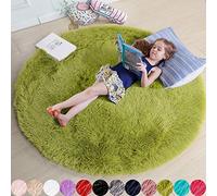 Tappeto rotondo verde erba 1,2 m per camera da letto, soffice tappeto a pelo lungo, per camera dei bambini, aula dei bambini, asilo, decorazione estetica per soggiorno, grazioso tappeto sfocato per