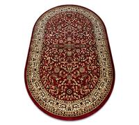 Tappeto ROYAL classico, tradizionale, orientale, per la camera, soggiorno, camera da letto, di alta qualità, ADR 1745 rosso, ovale 100x180 cm