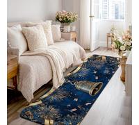 Tappeto runner a campana, elegante, con fiocchi di fuochi d'artificio del 4 luglio, blu navy, in spugna a pelo basso, per interni, rettangolare, non perde pelo, per cucina, corridoio, lavanderia