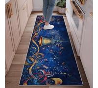 Tappeto runner a campana, per festeggiare i fuochi d'artificio e le stelle, blu, antiscivolo, resistente allo sbiadimento, estetico per la casa, per cucina, ingresso, comodino, 6 x 1,8 m