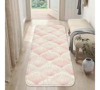 Tappeto runner a conchiglie, linea costiera minimalista con onde estive color pesca a pelo basso, tappeti in spugna resistente allo sbiadimento, estetica per la casa, per cucina, comodino, ingresso